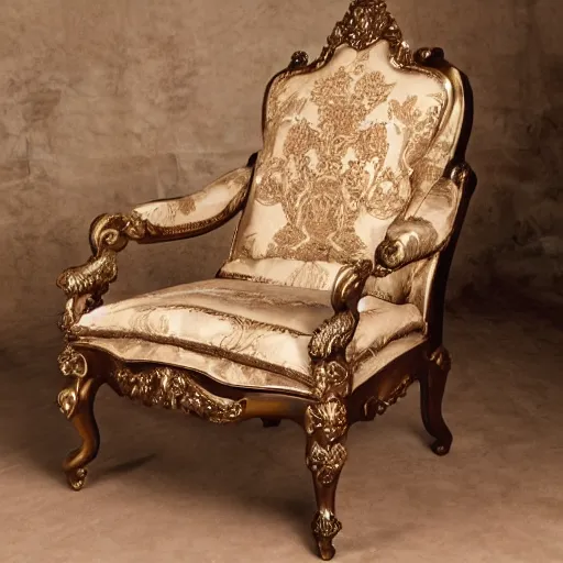 Prompt: baroque chair, product photo, highly detailed