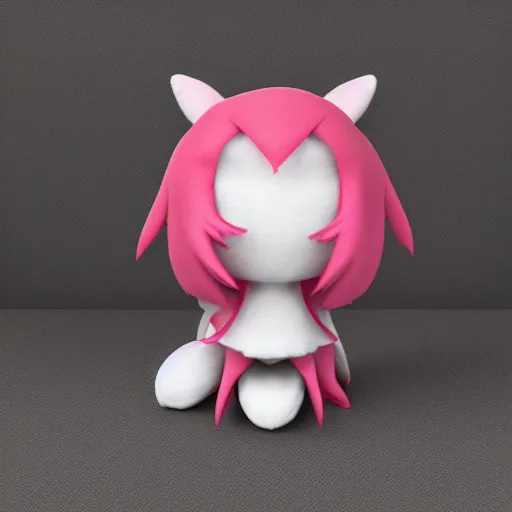 Prompt: cute fumo plush of a chaotic good girl, cel shading, vray