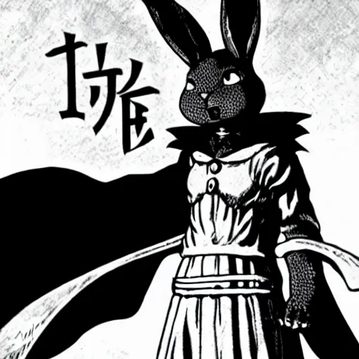 Prompt: a rabbit in the manga Berserk