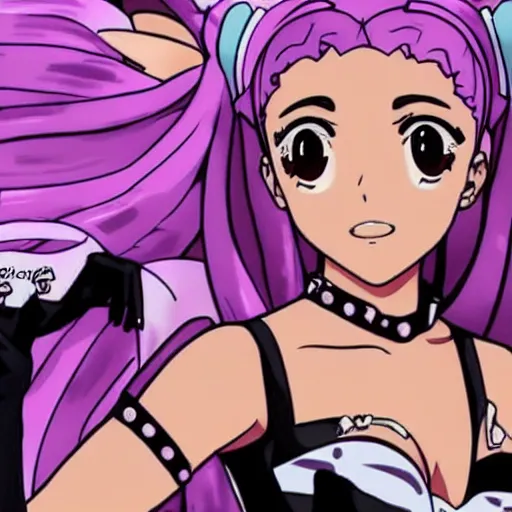 Prompt: Ariana Grande in Jojo’s Bizarre Adventure anime, JoJo anime art style