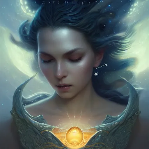 Image similar to star goddess, fine art, awesome fantasy book cover on pinterest, award winning, dark fantasy landscape, fantasy magic, intricate, elegant, sharp focus, cinematic lighting, highly detailed, digital painting, concept art, art by wlop and artgerm and greg rutkowski, masterpiece, trending on artstation, 8 k