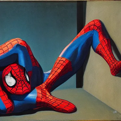 Image similar to Spiderman, 1942 oil on canvas painting, Edward Hopper