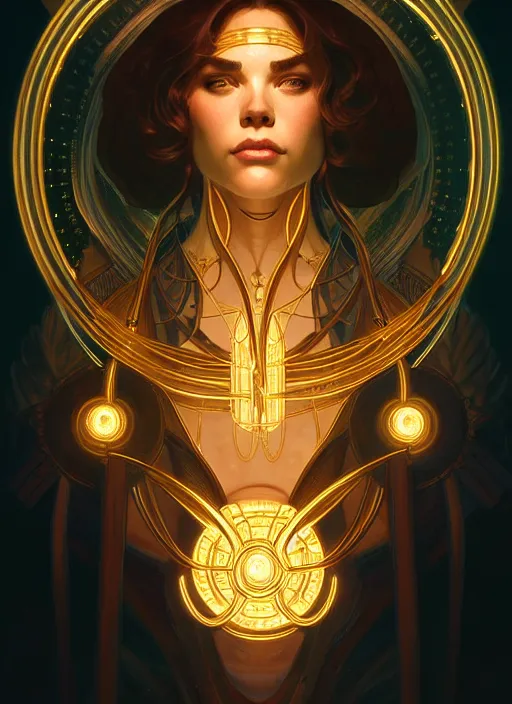 Image similar to symmetry portrait of hercules, glowing lights, intricate, elegant, highly detailed, digital painting, artstation, concept art, smooth, sharp focus, illustration, art by artgerm and greg rutkowski and alphonse mucha