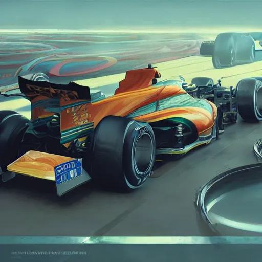 Prompt: formula 1 race, intricate, highly detailed, digital painting, artstation, concept art, smooth, sharp focus, illustration, Unreal Engine 5, 8K, art by artgerm and greg rutkowski and alphonse mucha