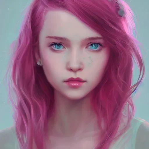 Image similar to teen girl, pink hair, gorgeous, amazing, elegant, intricate, highly detailed, digital painting, artstation, concept art, sharp focus, illustration, art by Ross tran