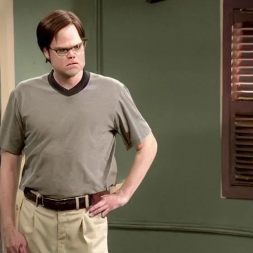 Image similar to dwight schrute playing rickety - cricket on always sunny