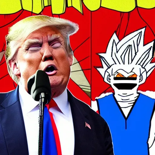 Image similar to Donald Trump in the style of Dragon Ball Z