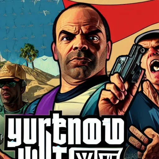 Image similar to crazy delusional tripping hobbo GTA V poster, detailed, closeup