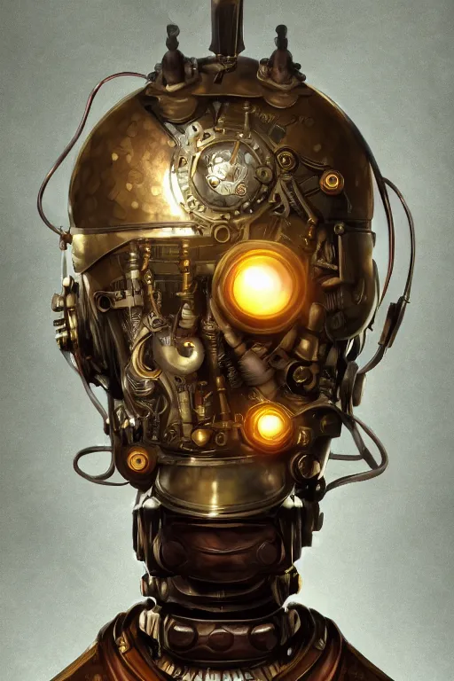 Image similar to steampunk helmet fantasy art mask robot ninja stylized digital illustration sharp focus, elegant intricate digital painting artstation concept art global illumination ray tracing advanced technology chaykin howard and campionpascale and cooke darwyn and davis jack