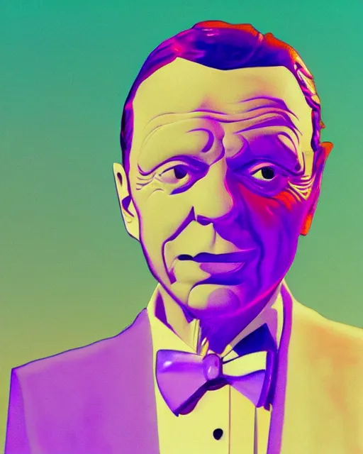 Prompt: Frank Sinatra starring at the camera, neutral face, 4k, pastel colours, greek sculpture, by beeple, album cover, accurate