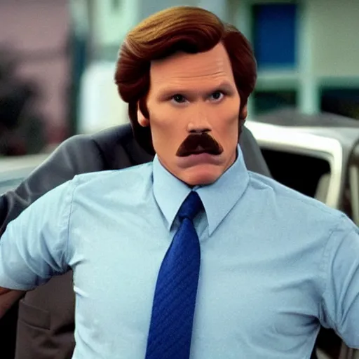 Image similar to Live Action Still of Jerma985 in Anchorman: The Legend of Ron Burgundy, real life, hyperrealistic, ultra realistic, realistic, highly detailed, epic, HD quality, 8k resolution, body and headshot, film still