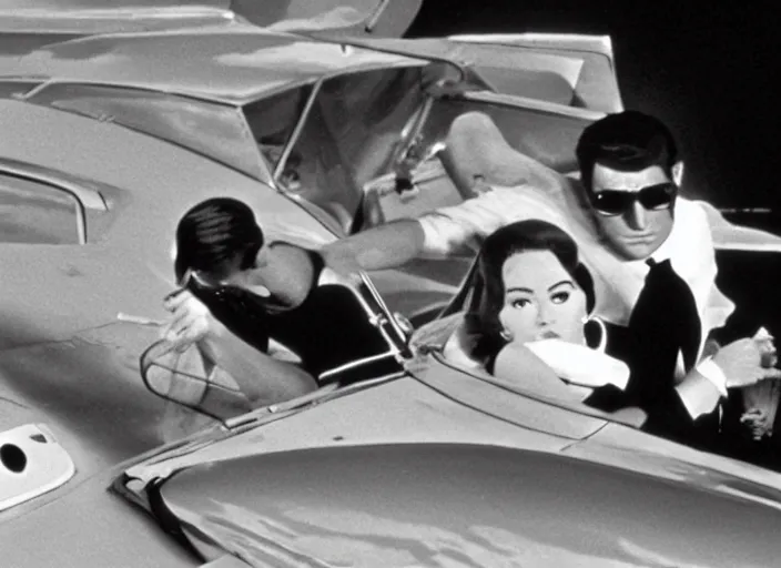 Prompt: scene from the 1 9 6 5 james bond film thunderball