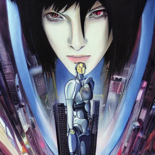 Prompt: ghost in the shell painting