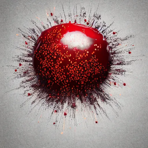 Prompt: Bomb, fire, explosion, epic, realistic explosion, Cherry explosion, realistic explosion, cherries exploding