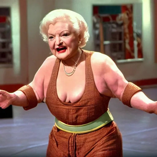 Prompt: stunning awe inspiring betty white as a sumo wrestler, movie still 8 k hdr atmospheric lighting