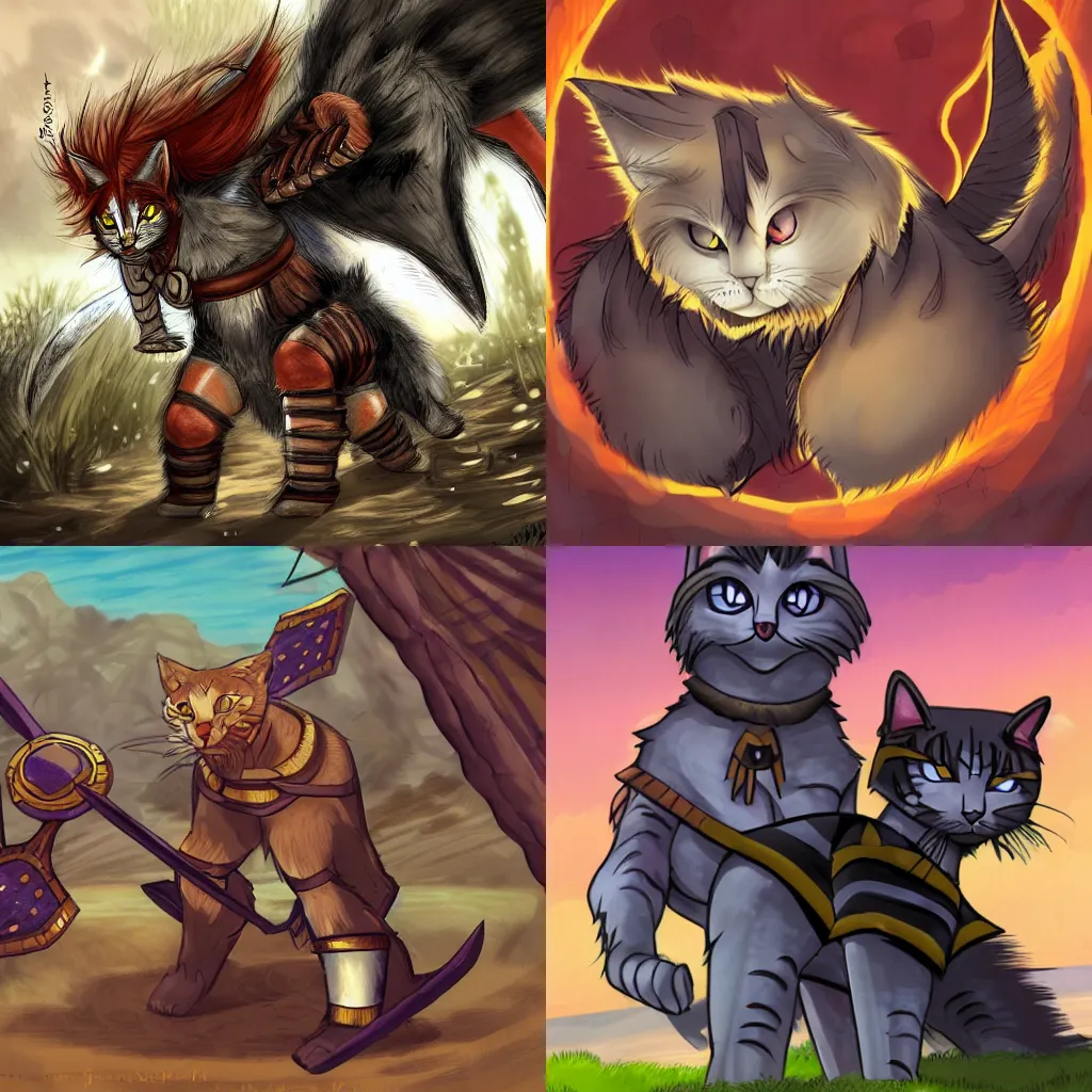 Prompt: warrior cats gladiator arena fanart