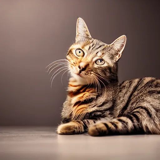 Image similar to close - up photograph of a cat conversing pleasantly with a rat, studio lighting