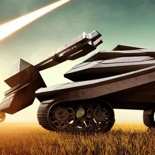 Image similar to a futuristic tank with six robot legs and a huge cannon