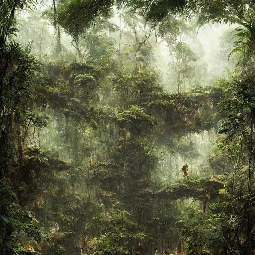 Image similar to a floating sweater in a jungle, overdetailed art, by greg rutkowski