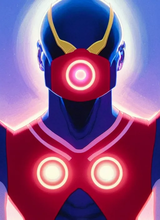 Image similar to symmetry portrait of cyclops from x - men : the animated series ( 1 9 9 2 ), glowing lights, intricate, elegant, highly detailed, digital painting, artstation, concept art, smooth, sharp focus, illustration, art by artgerm and greg rutkowski and alphonse mucha