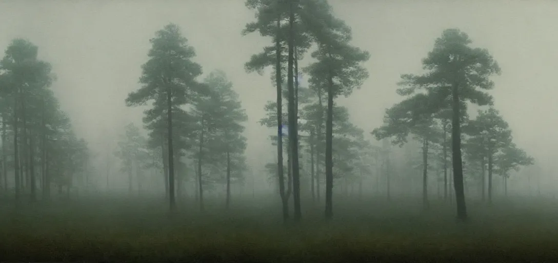 Prompt: foggy pinewood , early in the morning, painting by Caspar David Friedrich