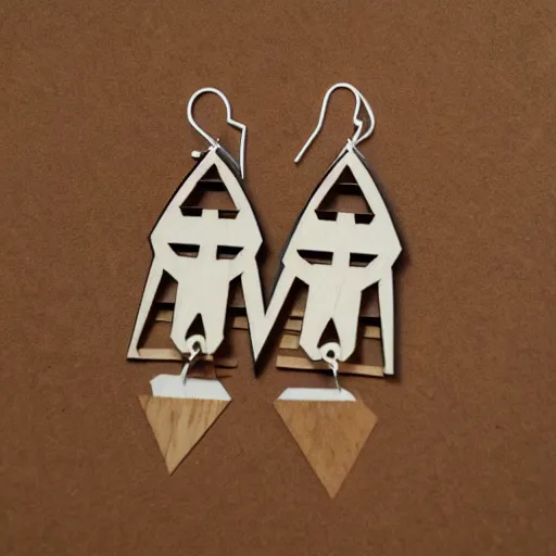 Image similar to lasercut segmented 2d wood earrings, graphic designs from world of warcraft