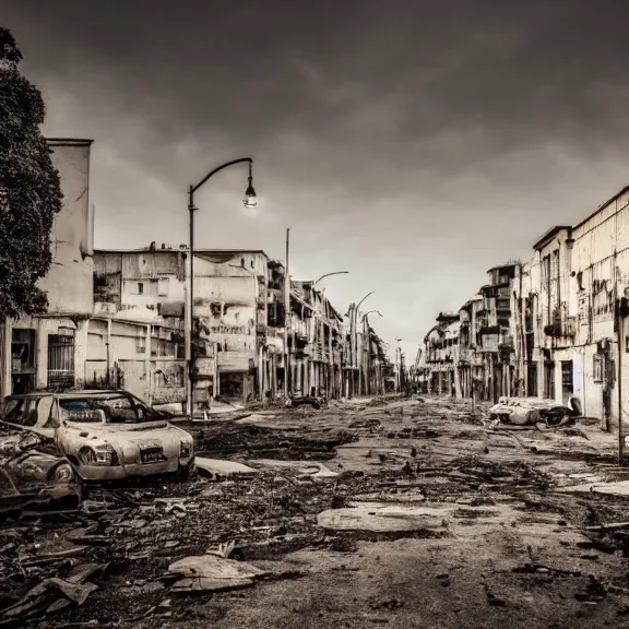 Image similar to A post-apocalyptic photo of the city of Amadora, award-winning, 4k