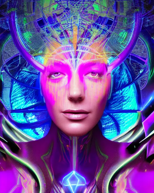 Image similar to a powerful energy psychedelic matrix woman, by alexander fedosav, hyper detailed digital matte painting, concept art, hyperrealism, 1 6 k resolution, cinema 4 d, 8 k resolution, trending on artstation, behance hd, a masterpiece, by stephan martiniere, particles, cel - shaded, power bright neon energy, by david a. hardy,