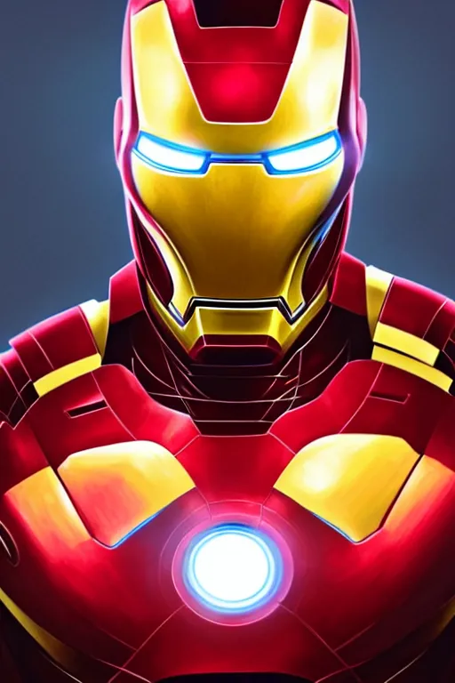 Image similar to elon musk as iron man with a face, realistic portrait, symmetrical, highly detailed, digital painting, artstation, concept art, smooth, sharp focus, illustration, cinematic lighting, art by artgerm and greg rutkowski and alphonse mucha