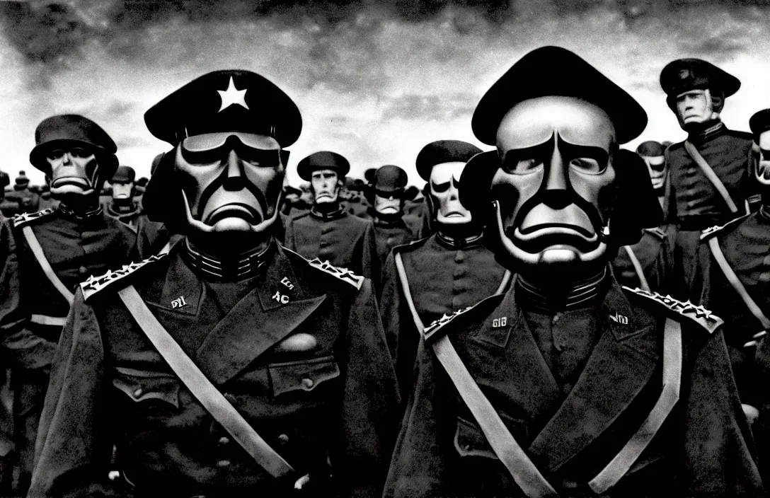 Prompt: general harangues the troops intact flawless ambrotype from 4 k criterion collection remastered cinematography gory horror film, ominous lighting, evil theme wow photo realistic postprocessing vision from alex gray psychological science fiction stars lingering above photograph by robert adams jan van der heyden
