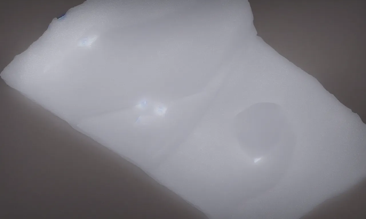 Image similar to soft vellum bedding floating in the void, comforter lobes stretched taught in places and bunched up in places, ambient occlusion, 1/40mm f/1.4 photograph of thick dough made out of aerogel, pinned together with a 2-3 softly luminous spheres pinning distant areas together, stark sunrise lighting, mound of perfect laundry floating in space