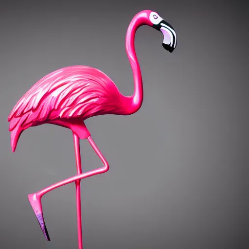 Image similar to flamingo metal sculpture photorealistic 4K