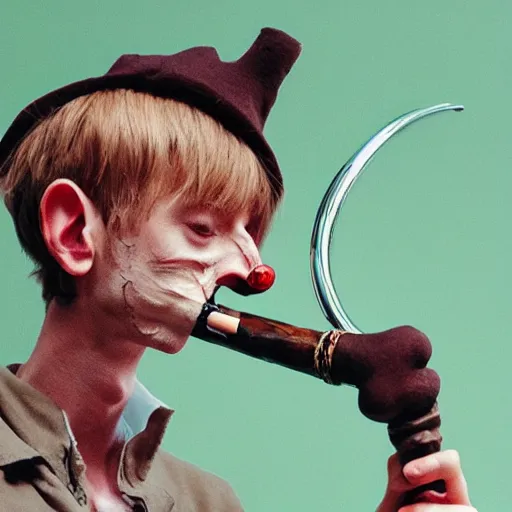 Image similar to goblin e - boy smoking a long weird pipe