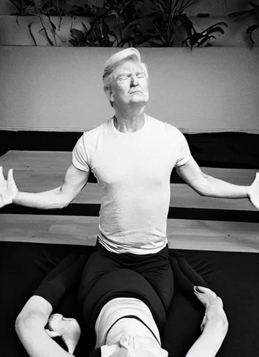 Image similar to donald trump instagram yoga photo shoot