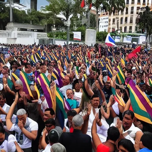 Prompt: people praying for a big statue of Jair bolsonaro