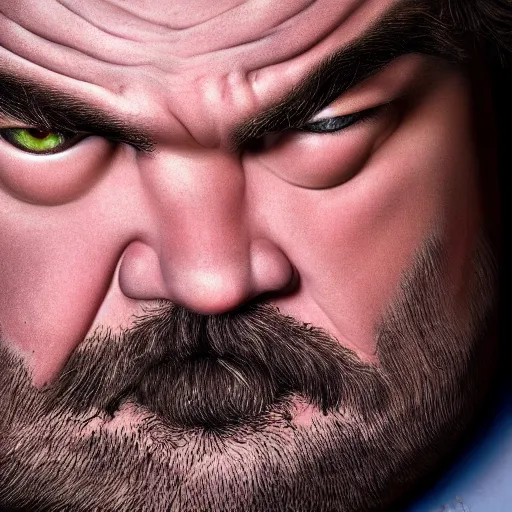 Prompt: beautiful close up still portrait of jack black, highly detailed, realistic, volumetric lighting, 8 k, art, detailed, digital painting, beautiful lighting, vivid colors, intricate, elegant, smooth, sharp focus