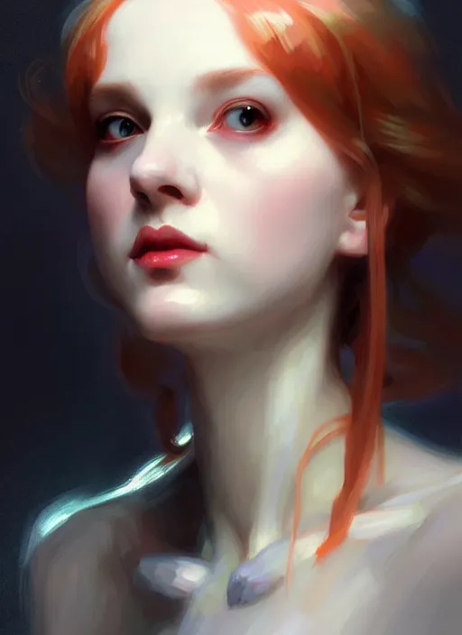 Image similar to character concept portrait of Alice in Wonderland, pale skin, intricate, elegant, digital painting, concept art, smooth, sharp focus, illustration, from Metal Gear, by Ruan Jia and Mandy Jurgens and William-Adolphe Bouguereau, Artgerm