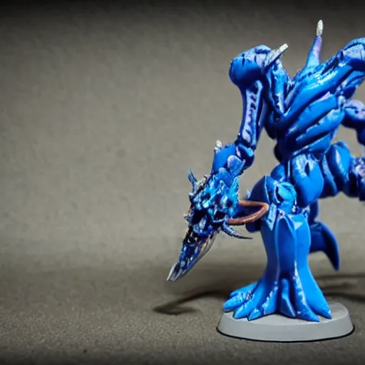 Prompt: a warhammer40k tyranid figurine painted blue