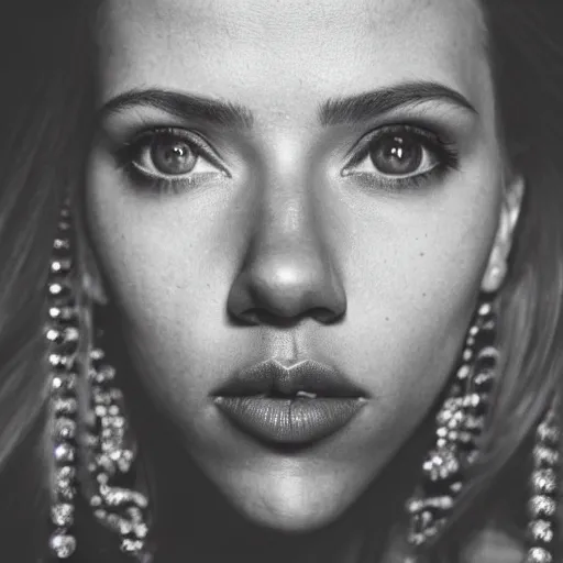 Image similar to Portrait photography of someone who have the nose of Scarlett Johansson, the lips of Rihanna and the eyes of Jessica Alba, award winning photography by Leonardo Espina