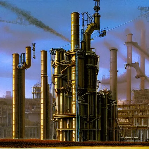 Prompt: factory, by peter elson