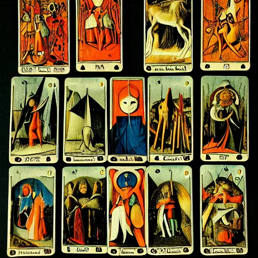 Image similar to tarot card designed by hieronymous bosch.