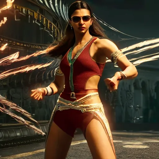 Prompt: deepika padukone in tekken 7, ray tracing, ultra graphics, light and shadows, 4 k uhd