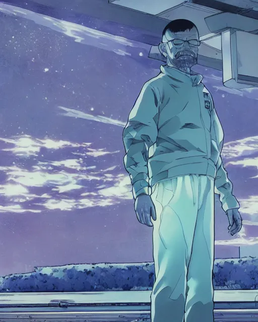 Image similar to walter white nanodroid, art by makoto shinkai and alan bean, yukito kishiro