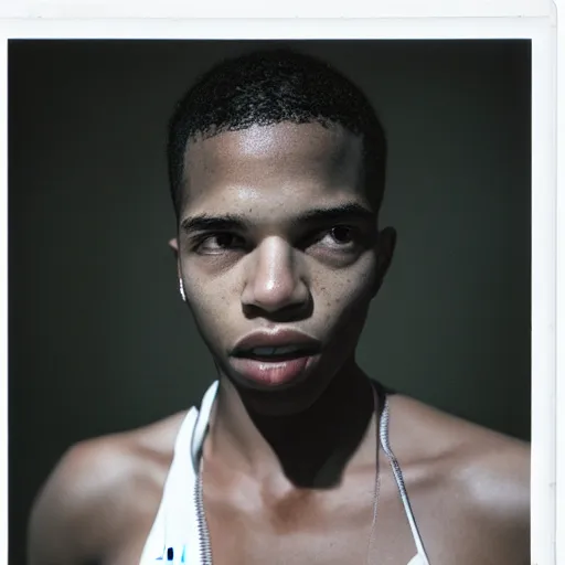 Image similar to realistic photoshoot for a new nike lookbook, color film photography, portrait of a beautiful person in style of tyler mitchell, 35mm, graflex