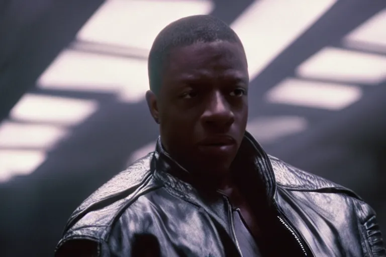 Image similar to cinematic still of Blade in Blade (2001), XF IQ4, f/1.4, ISO 200, 1/160s, 8K, RAW, dramatic lighting, symmetrical balance, in-frame