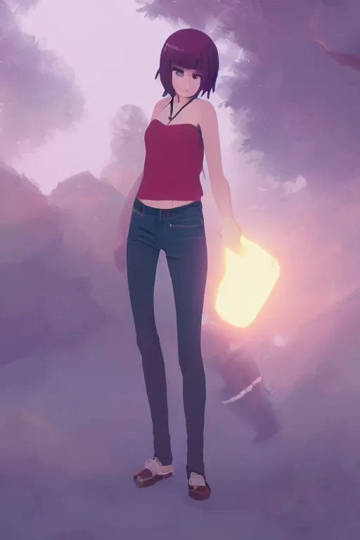 Image similar to fursona, a full body portrait of a the sellsword marissa bell, short red hair, fantasy, makoto shinkai, james gilleard, very detailed, matte, gaussian blur