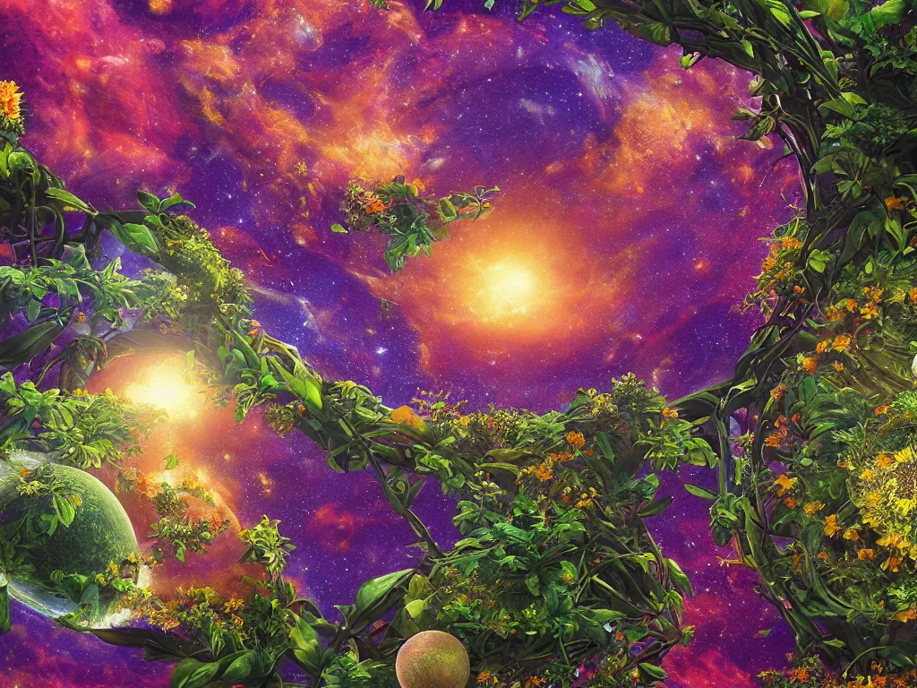 Prompt: the universe is a spheroid region 7 0 5 meters in diameter, kauai springtime, sunlight study, art nouveau, by rachel ruysch and ( ( ( ( ( lisa frank ) ) ) ) ) and asher brown durand, 8 k, extreme detail, sharp focus, octane render