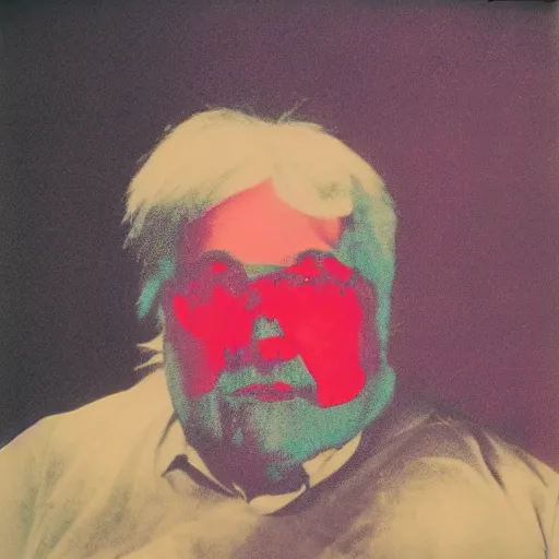 Prompt: color polaroid portrait of a fat man by andy warhol. holga, lomo