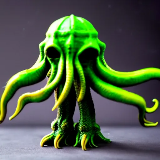 Image similar to a cthulhu action figure with articulated tentacles, product shot