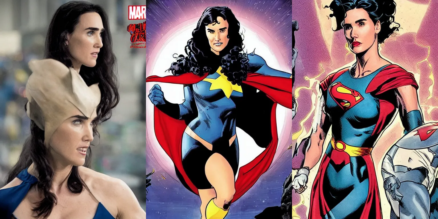 Prompt: Jennifer Connelly as a superhero in Marvel Comics